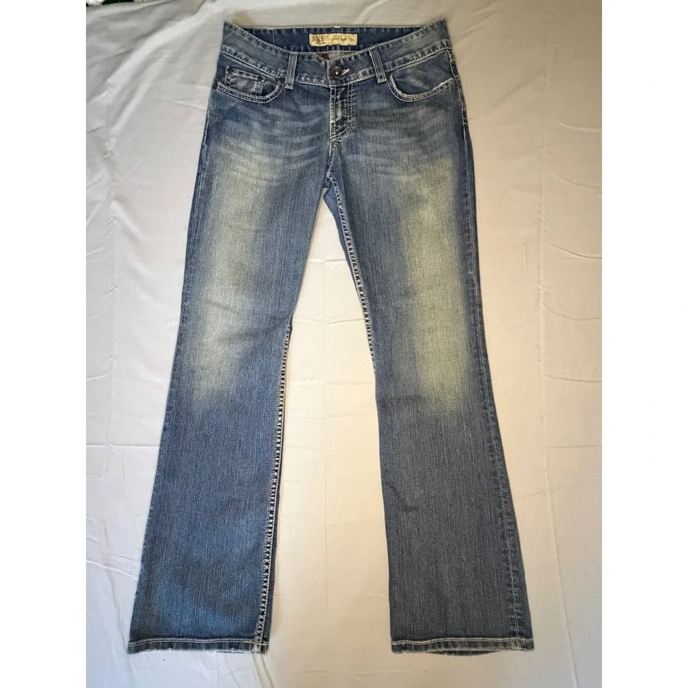 BKE Culture Boot Jeans Women's 29x31.5 Blue Embroidered Stretch Boho Cowgirl